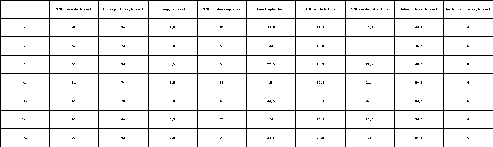 Size Chart